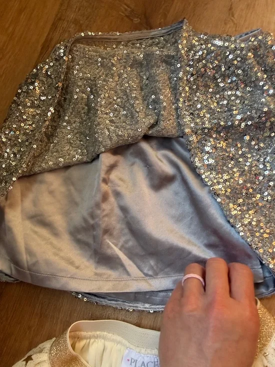 2 - Children's Place Silver Sequin & Gold Star Tulle Skirt Set size small 5-6 - Picture 4 of 7